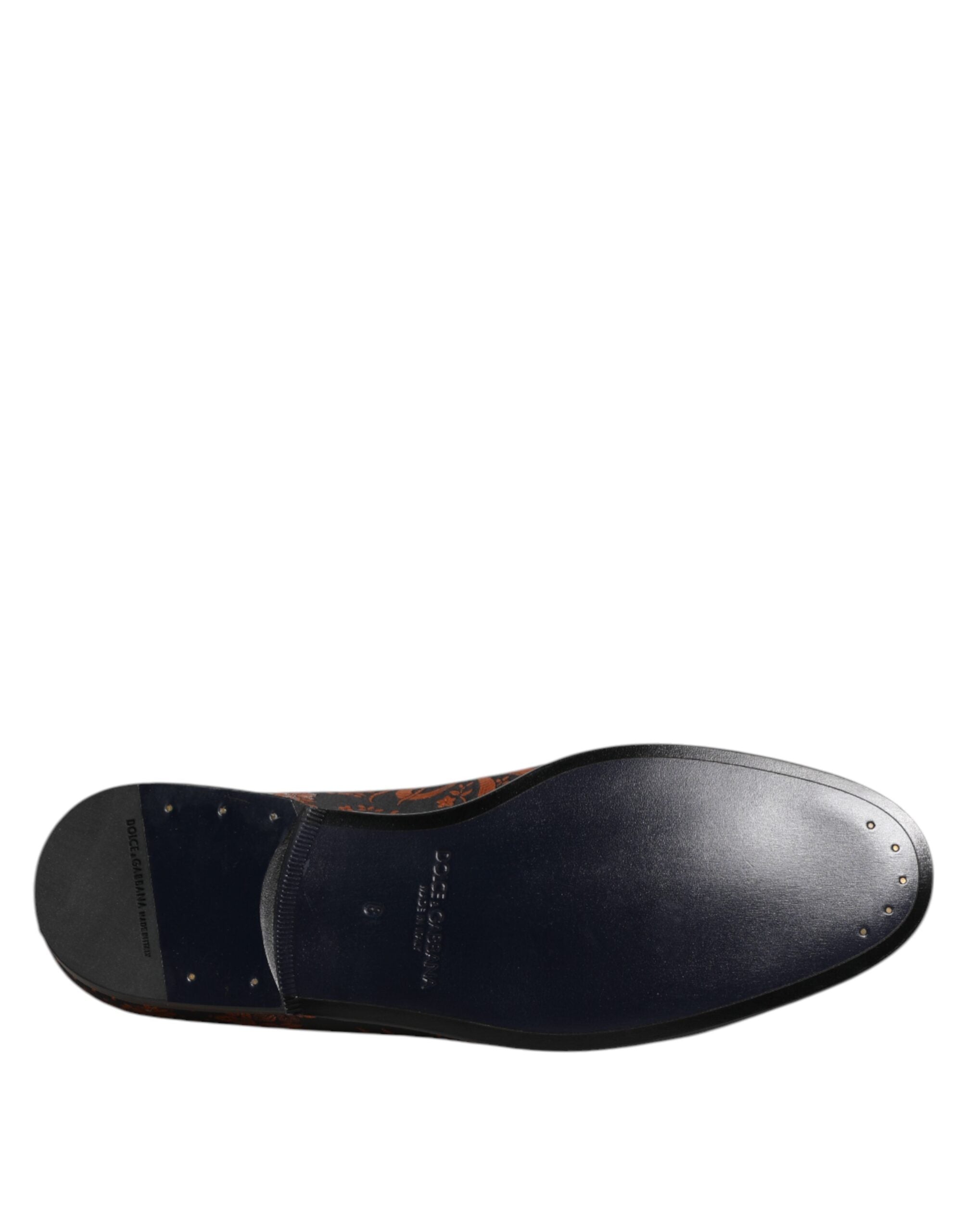Dolce &amp; Gabbana Black Jacquard Polyester Slip On Loafers Shoes