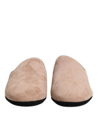 Dolce &amp; Gabbana Beige Goat Suede Slides Flat Slipper Shoes