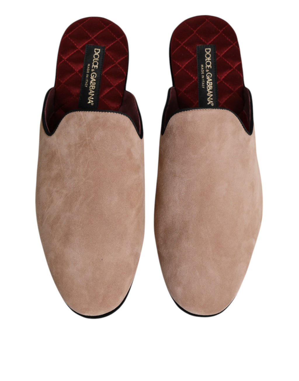 Dolce &amp; Gabbana Beige Goat Suede Slides Flat Slipper Shoes