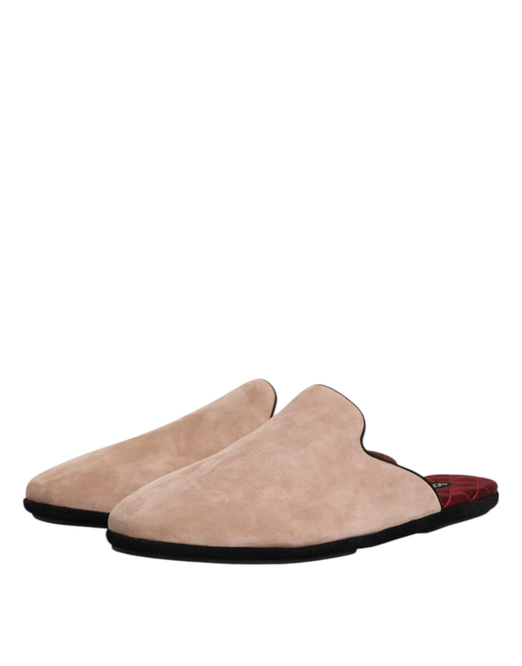 Dolce &amp; Gabbana Beige Goat Suede Slides Flat Slipper Shoes