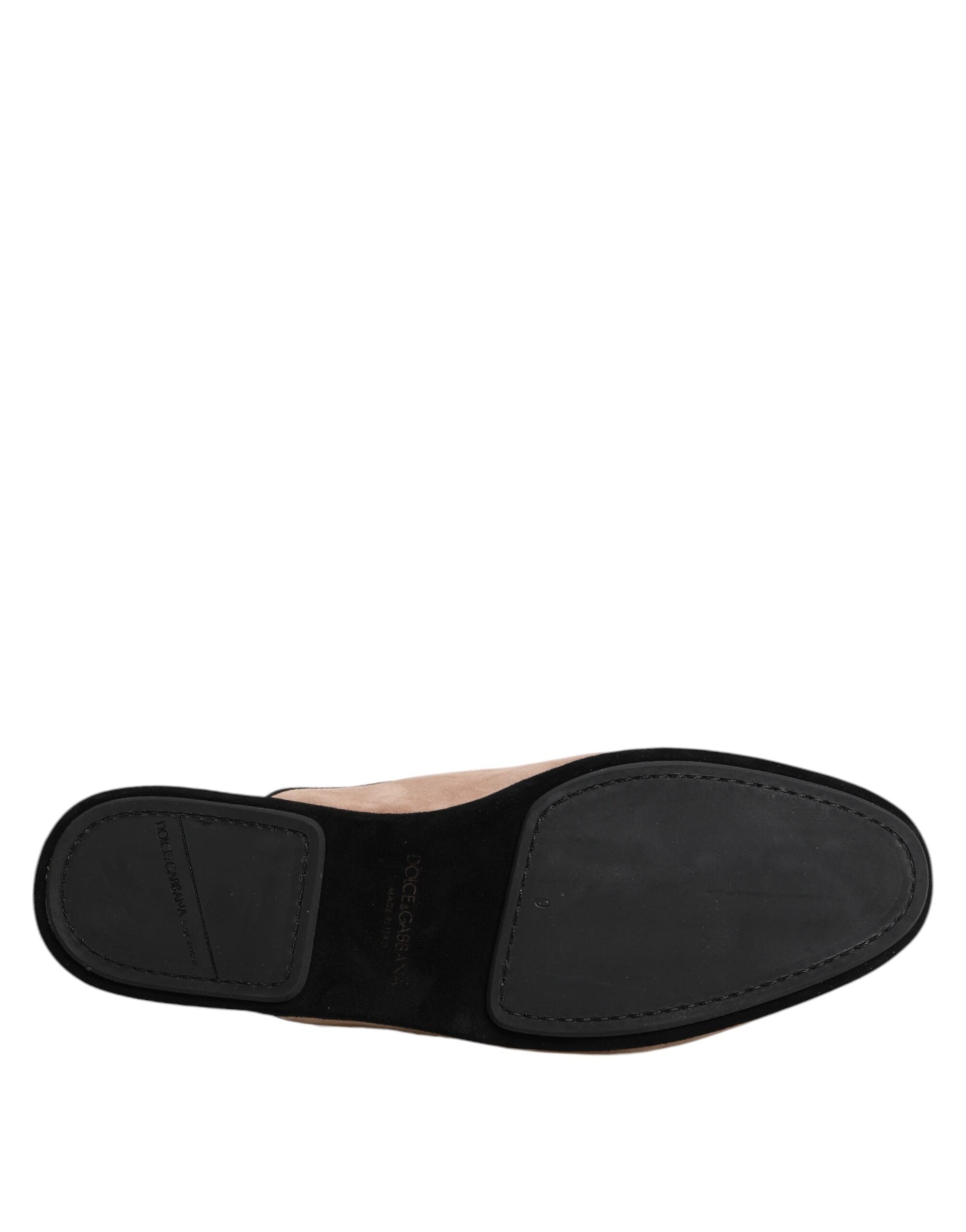 Dolce &amp; Gabbana Beige Goat Suede Slides Flat Slipper Shoes