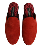 Dolce &amp; Gabbana Orange Suede Slides Flat Slipper Shoes