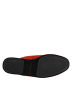 Dolce &amp; Gabbana Orange Suede Slides Flat Slipper Shoes