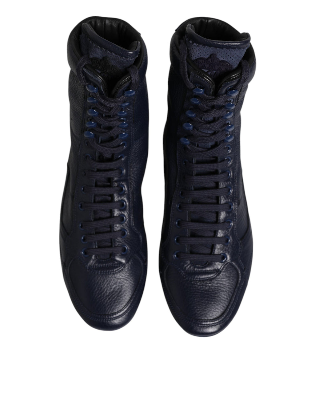 Dolce &amp; Gabbana Dark Blue Leather KING High Top Sneakers Shoes
