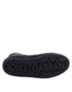 Dolce &amp; Gabbana Dark Blue Leather KING High Top Sneakers Shoes