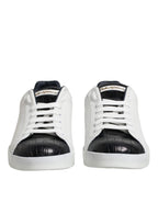 Dolce &amp; Gabbana White Black Leather Portofino Sneaker Shoes