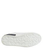 Dolce &amp; Gabbana White Black Leather Portofino Sneaker Shoes