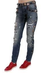 Dolce &amp; Gabbana Distressed Embellished Buttons Denim Pants Jeans