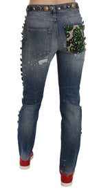 Dolce &amp; Gabbana Distressed Embellished Buttons Denim Pants Jeans