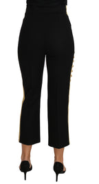 Dolce &amp; Gabbana Military Embellished Pants Black Gold Dress Pant
