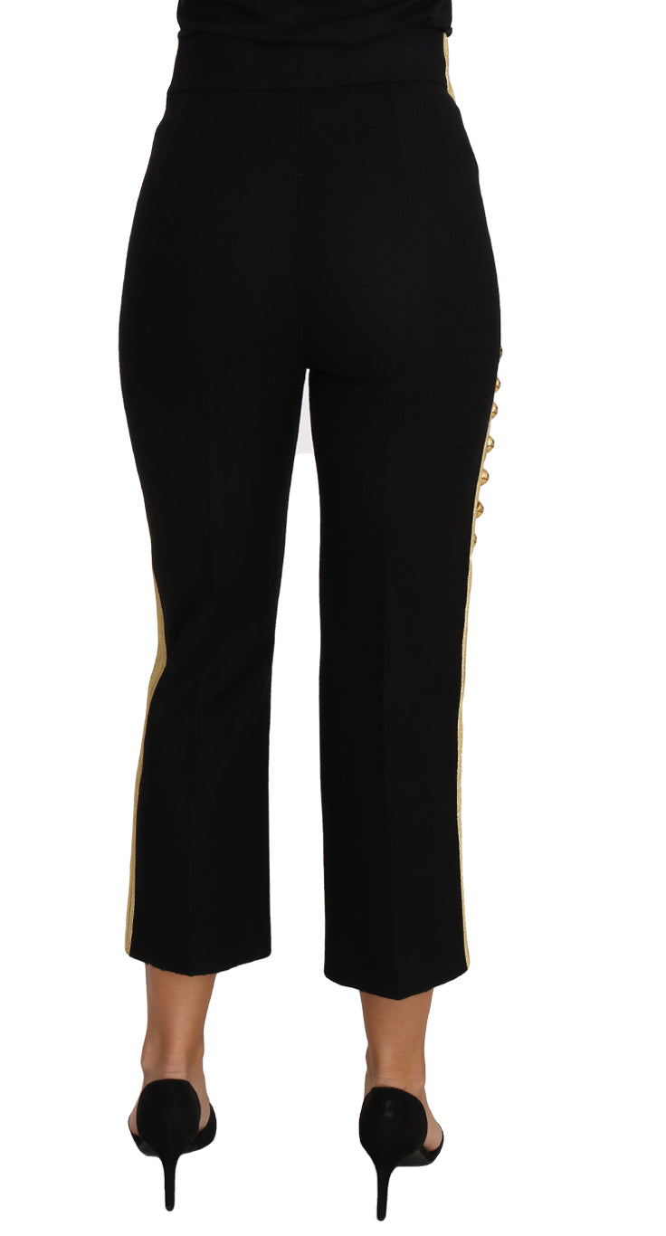 Dolce &amp; Gabbana Military Embellished Pants Black Gold Dress Pant