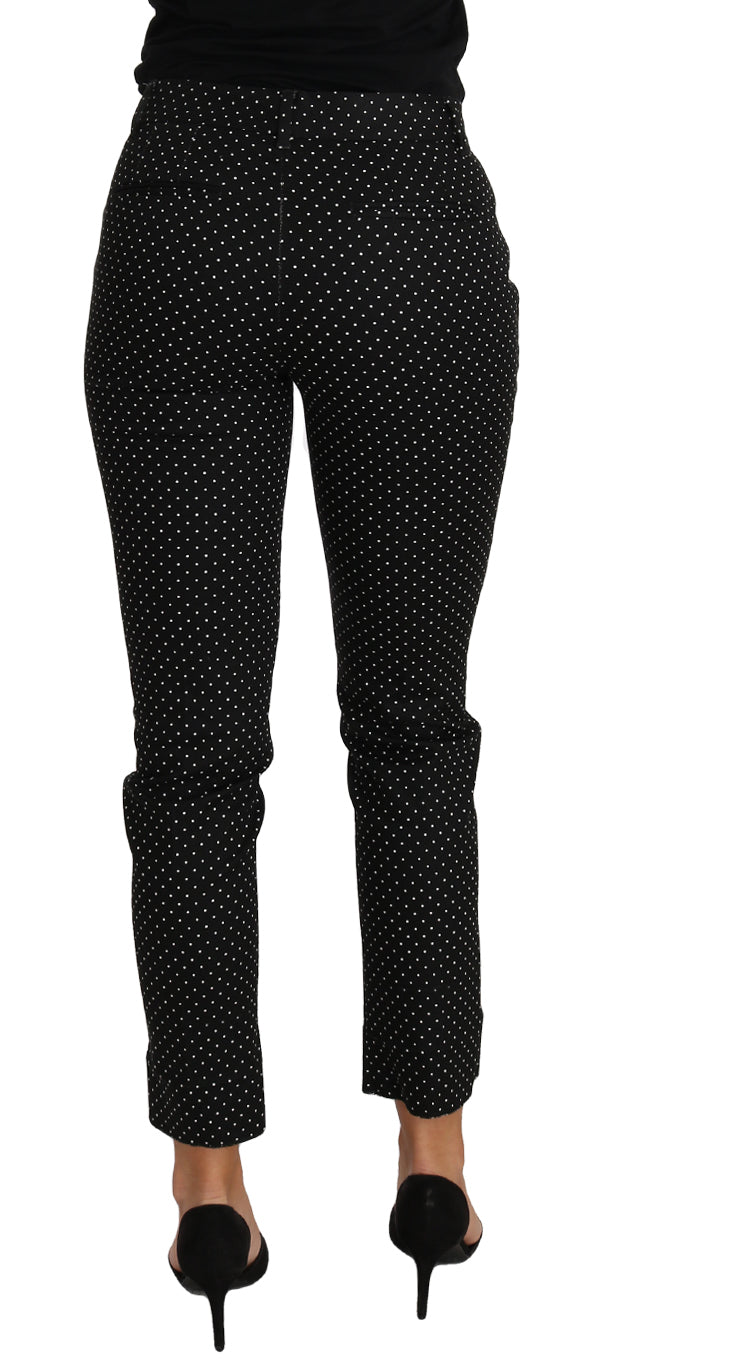 Dolce &amp; Gabbana Black Dress Polka Dot Cropped Straight Pants