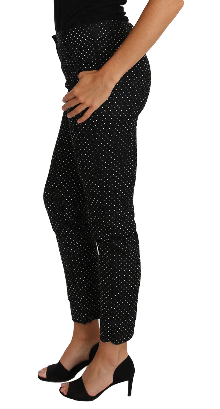 Dolce &amp; Gabbana Black Dress Polka Dot Cropped Straight Pants