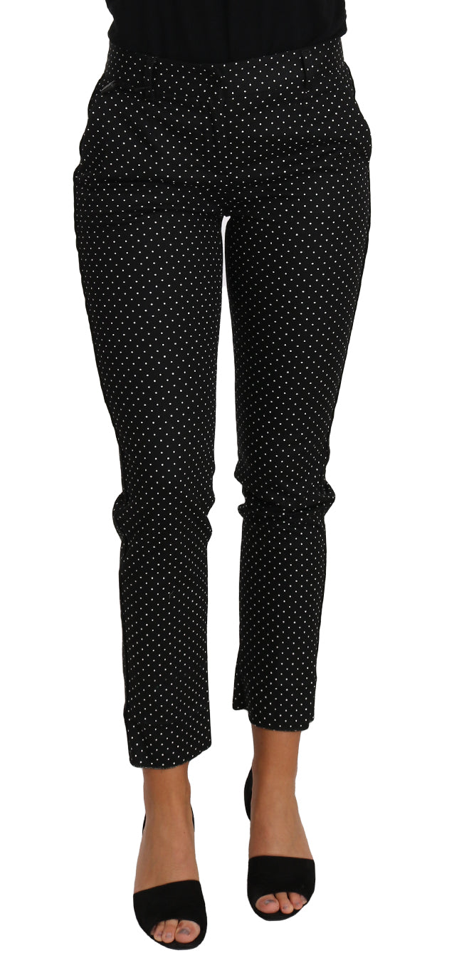 Dolce &amp; Gabbana Black Dress Polka Dot Cropped Straight Pants