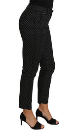 Dolce &amp; Gabbana Black Dress Polka Dot Cropped Straight Pants