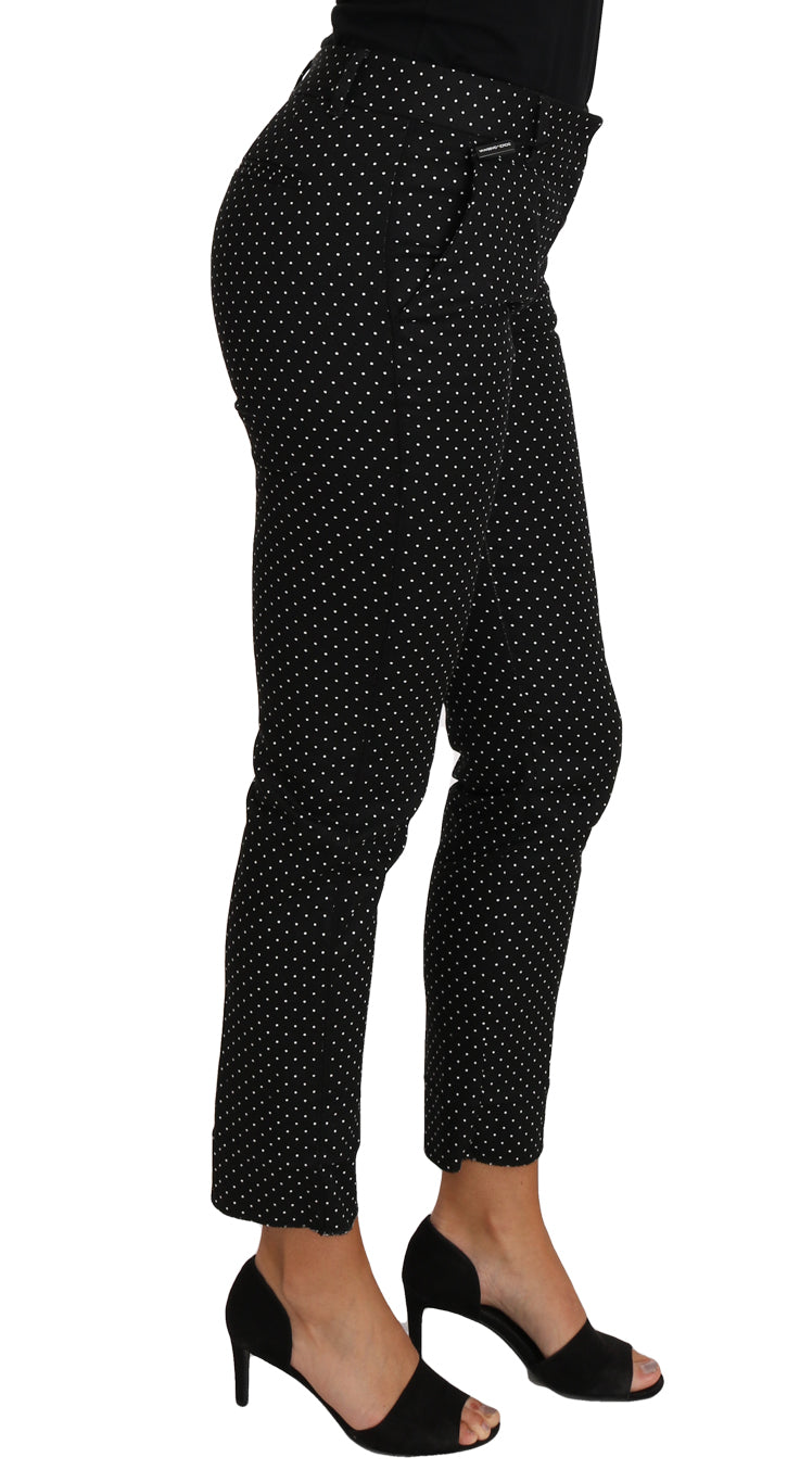 Dolce &amp; Gabbana Black Dress Polka Dot Cropped Straight Pants