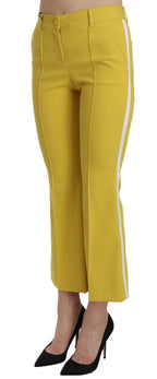 Dolce &amp; Gabbana Yellow Flared Bootcut Capri Cotton Pants