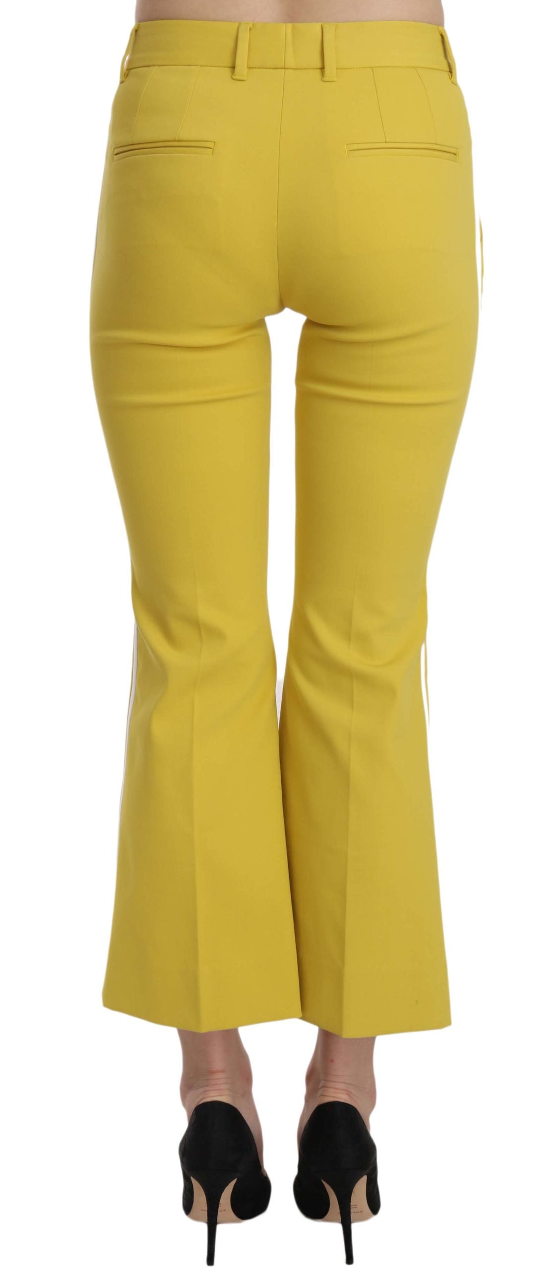 Dolce &amp; Gabbana Yellow Flared Bootcut Capri Cotton Pants