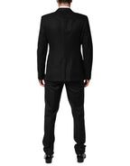 Dolce & Gabbana Black Jacquard Single Breasted 2 Piece Suit