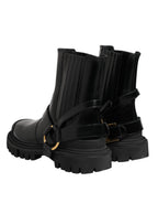 Dolce & Gabbana Black Leather Chelsea Men Short Boots Shoes