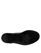 Dolce &amp; Gabbana Black Leather Lace Up Mid Calf Boots Shoes