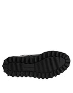 Dolce & Gabbana Black Leather Lace Up Mid Calf Boots Shoes
