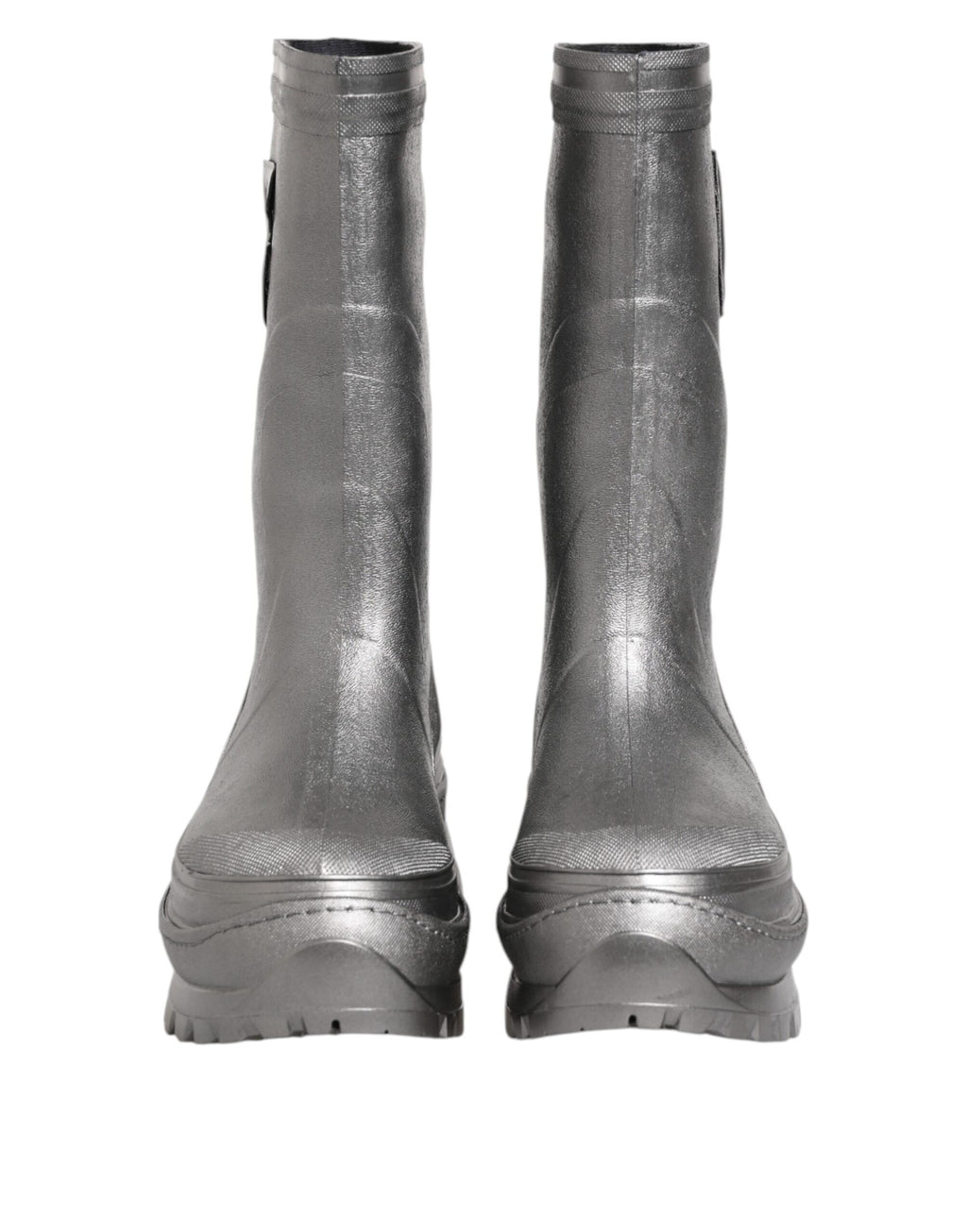 Dolce &amp; Gabbana Metallic Silver Pull On Rain Boots Shoes