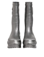 Dolce &amp; Gabbana Metallic Silver Pull On Rain Boots Shoes