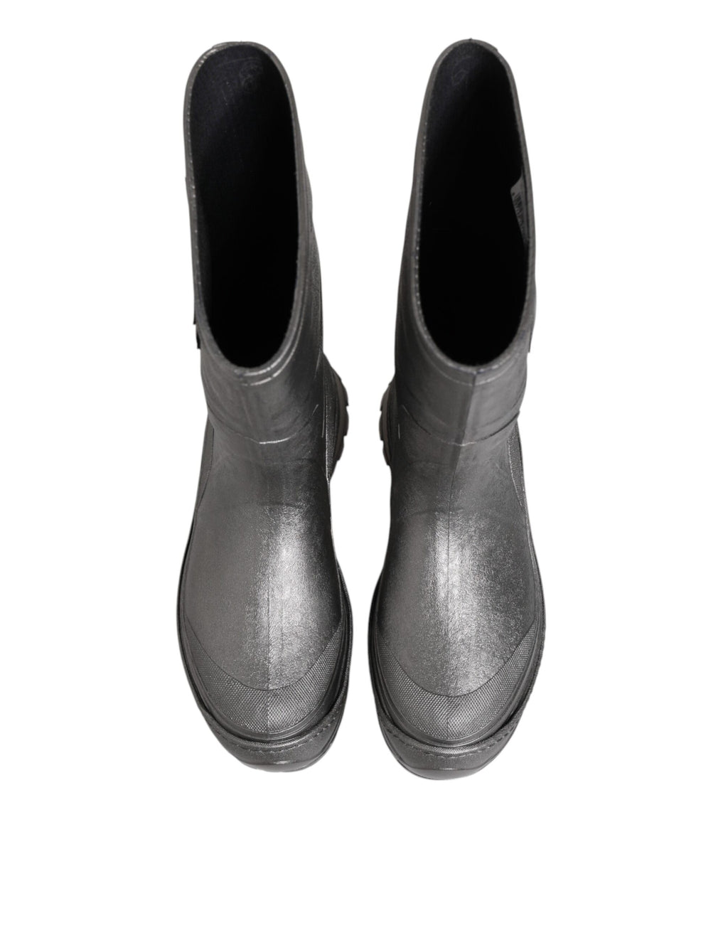 Dolce &amp; Gabbana Metallic Silver Pull On Rain Boots Shoes