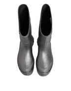 Dolce &amp; Gabbana Metallic Silver Pull On Rain Boots Shoes
