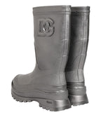 Dolce &amp; Gabbana Metallic Silver Pull On Rain Boots Shoes