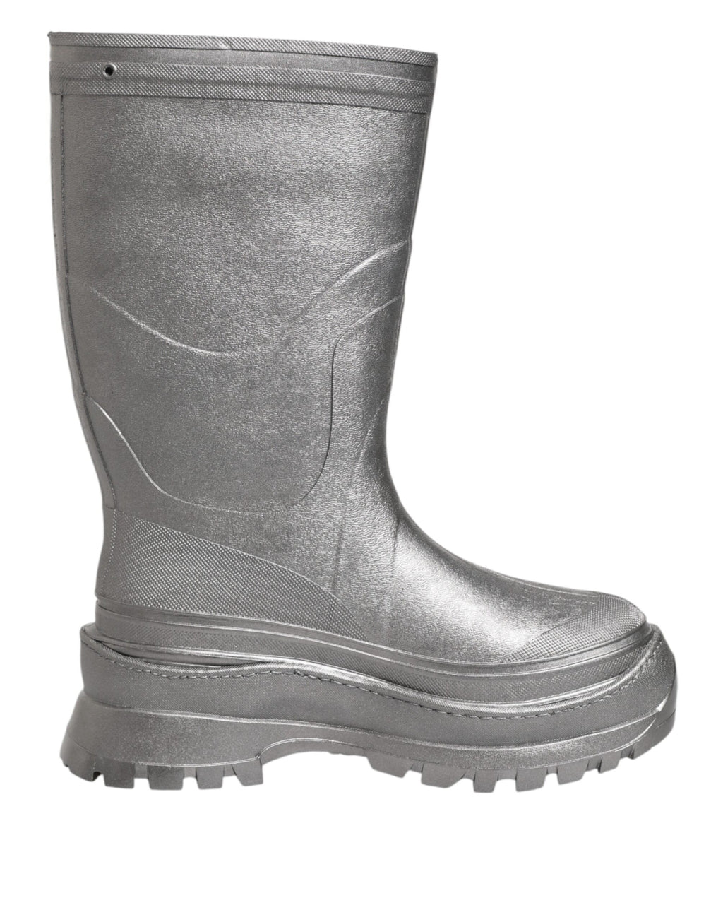 Dolce &amp; Gabbana Metallic Silver Pull On Rain Boots Shoes