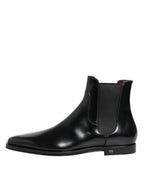Dolce & Gabbana Black Leather MILLENIALS Mid Calf Boots Shoes