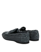 Dolce &amp; Gabbana Blue Woven Raffia Slip On Loafers Shoes