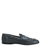 Dolce &amp; Gabbana Blue Woven Raffia Slip On Loafers Shoes