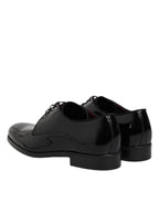 Dolce & Gabbana Black Leather Lace Up Men Derby Formal Shoes