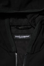 Dolce &amp; Gabbana Black Sleeveless Hooded Logo Plaque Jacket