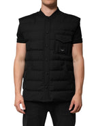 Dolce &amp; Gabbana Black Sleeveless Parka Logo Plaque Jacket
