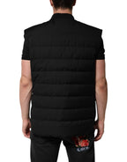 Dolce &amp; Gabbana Black Sleeveless Parka Logo Plaque Jacket