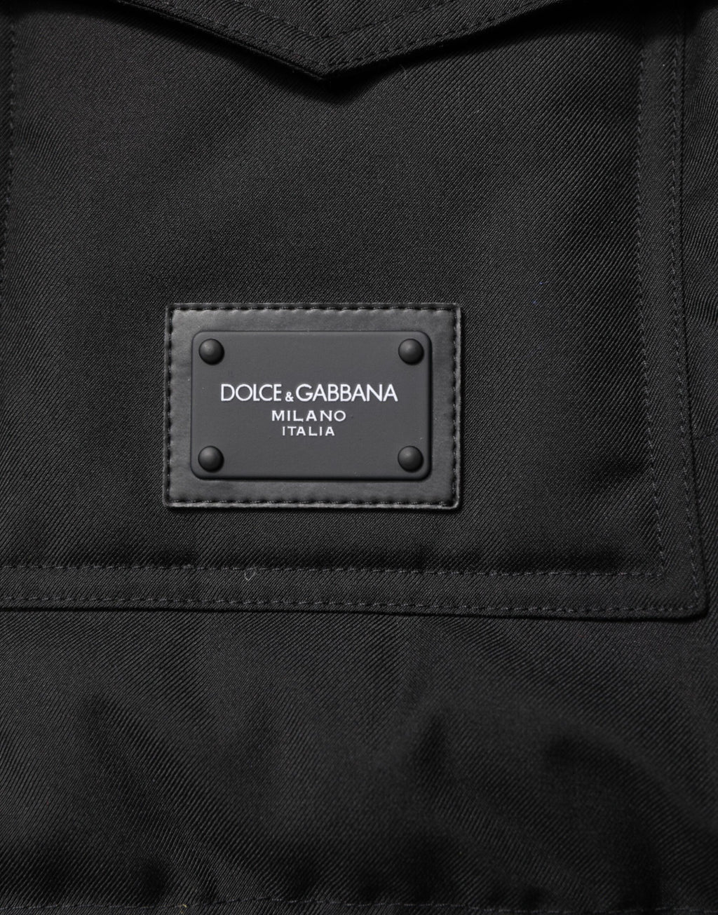 Dolce &amp; Gabbana Black Sleeveless Parka Logo Plaque Jacket