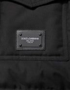 Dolce &amp; Gabbana Black Sleeveless Parka Logo Plaque Jacket