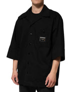 Dolce &amp; Gabbana Black Short Sleeve Button Men Casual Shirt