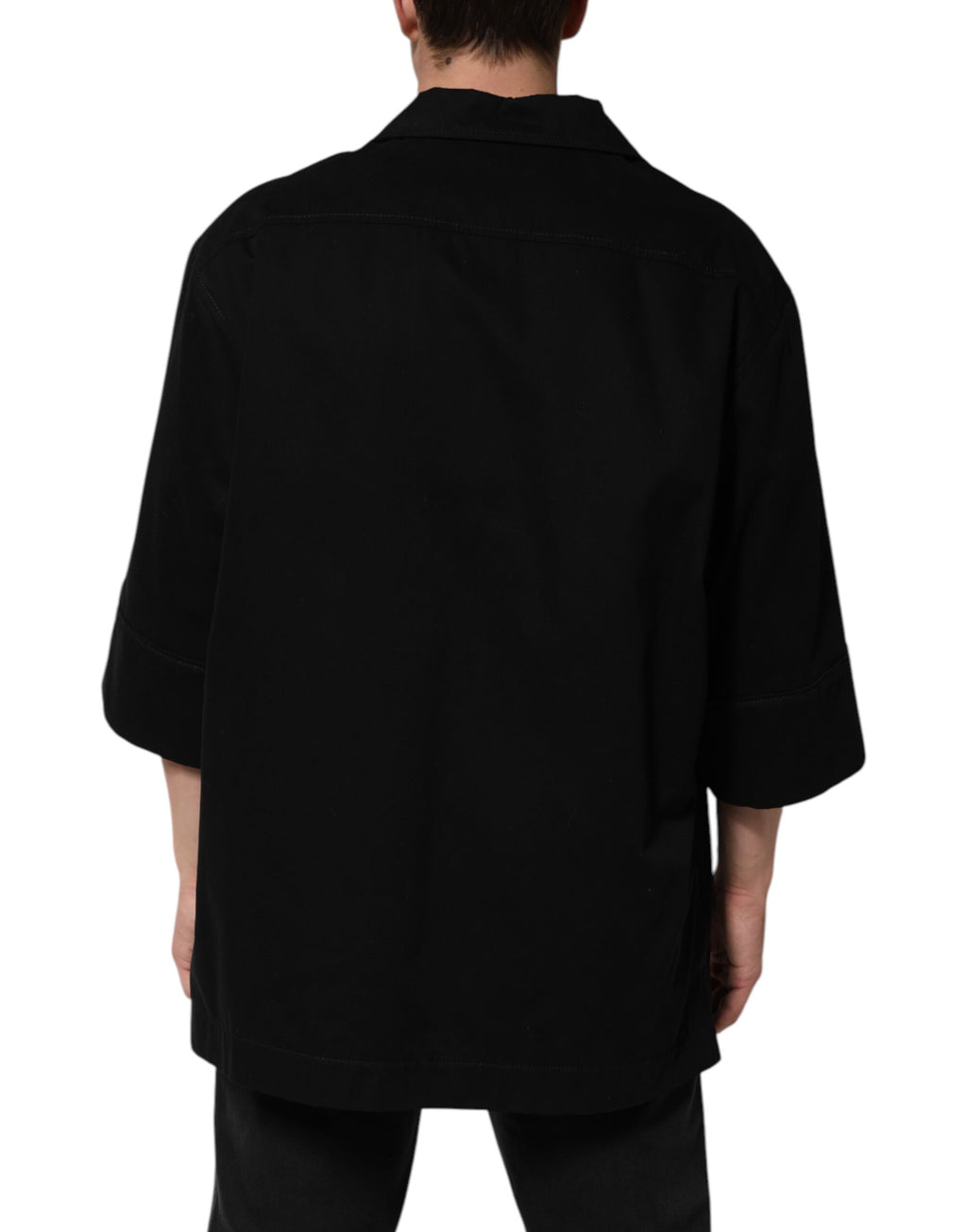 Dolce &amp; Gabbana Black Short Sleeve Button Men Casual Shirt