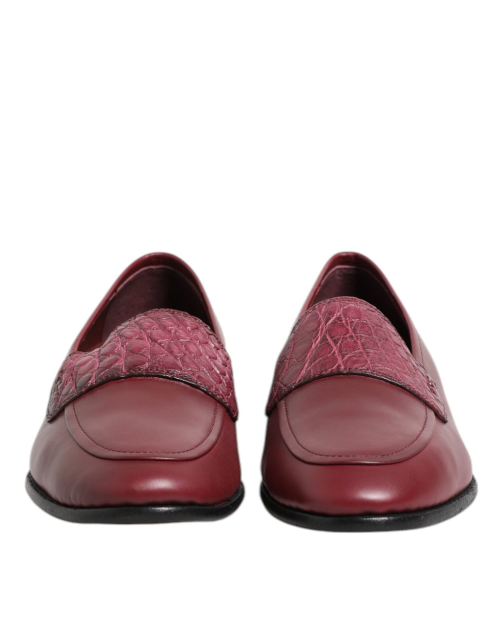 Dolce &amp; Gabbana Burgundy Leather Formal Slip On Shoes