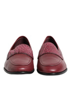 Dolce &amp; Gabbana Burgundy Leather Formal Slip On Shoes