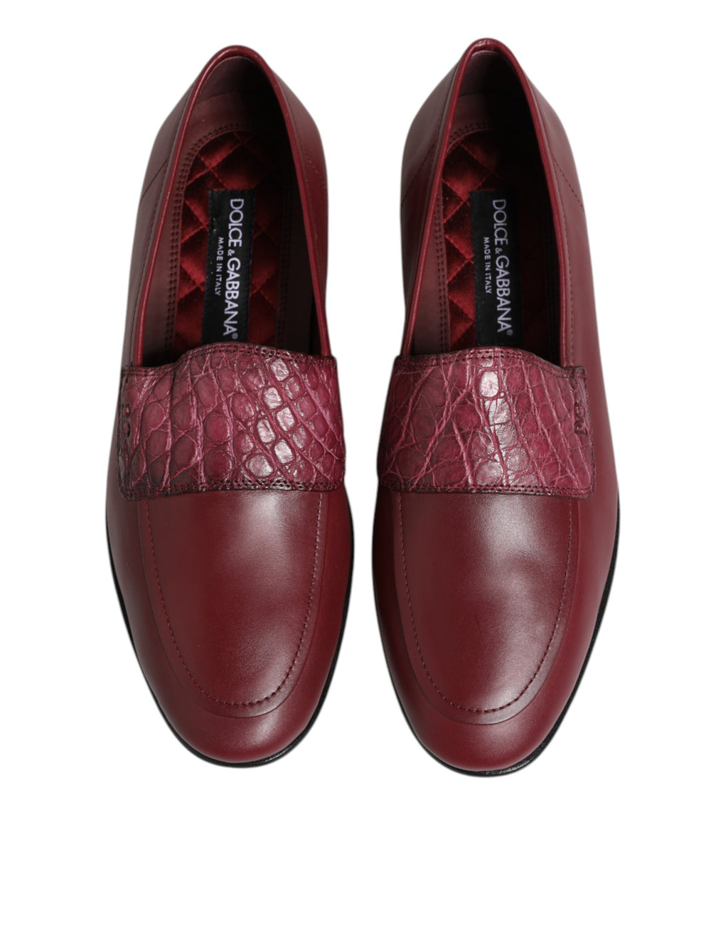 Dolce &amp; Gabbana Burgundy Leather Formal Slip On Shoes