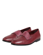 Dolce &amp; Gabbana Burgundy Leather Formal Slip On Shoes