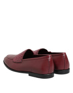 Dolce &amp; Gabbana Burgundy Leather Formal Slip On Shoes