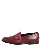 Dolce &amp; Gabbana Burgundy Leather Formal Slip On Shoes