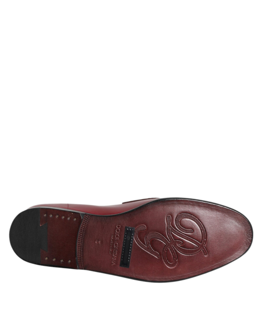 Dolce &amp; Gabbana Burgundy Leather Formal Slip On Shoes